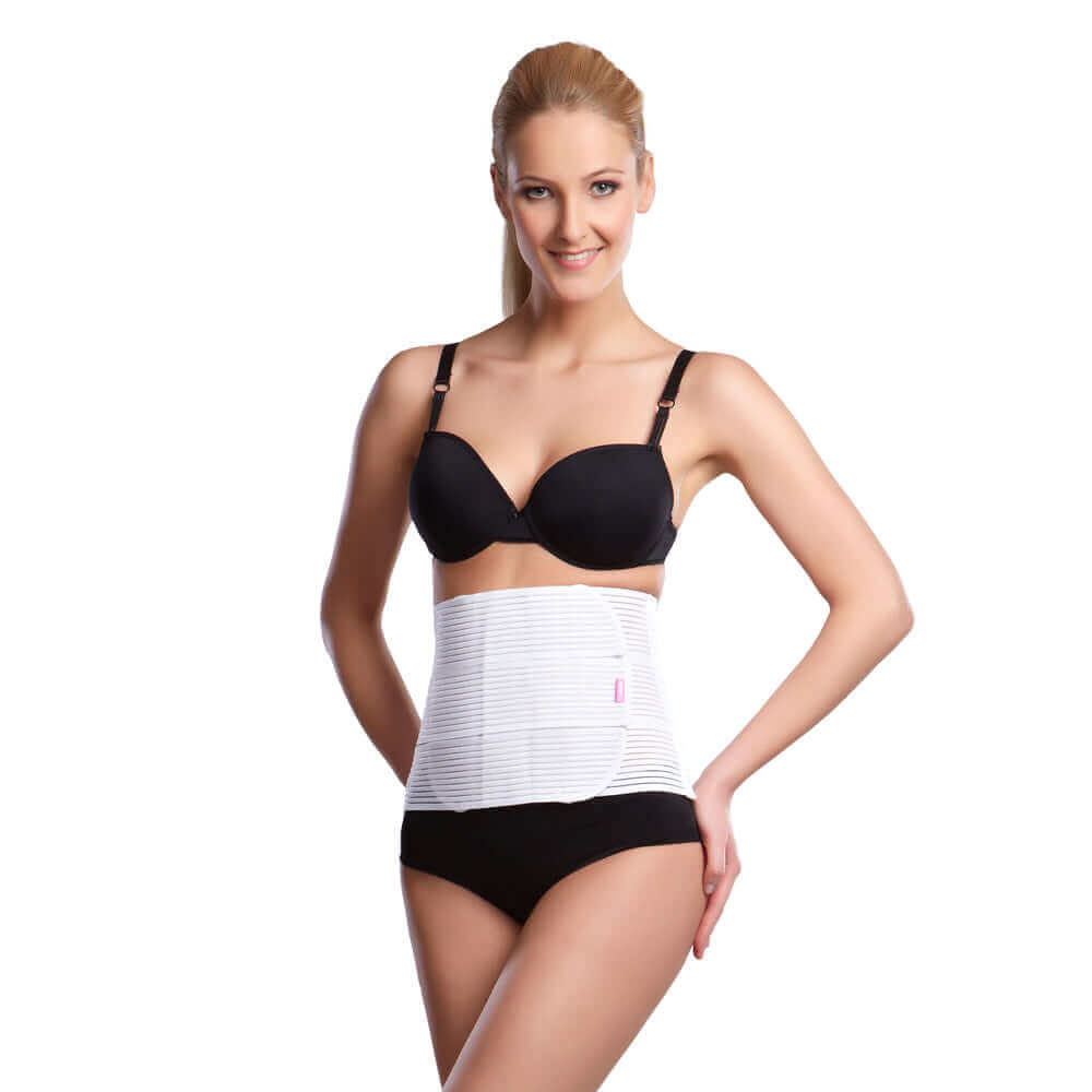 Unisex abdominal compression binder belt white