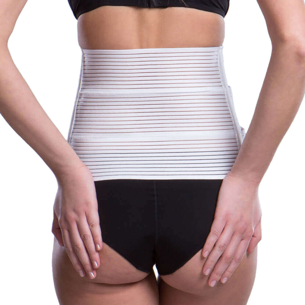Unisex abdominal compression binder belt white