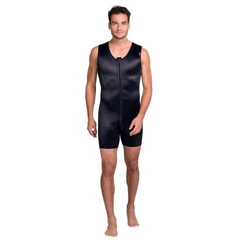 Post surgical male compression bodysuit sleeveless black