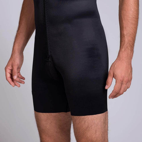 Post surgical male compression bodysuit sleeveless black