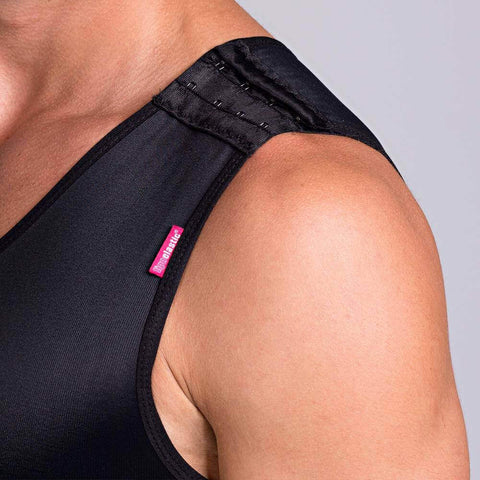 Post surgical male compression bodysuit sleeveless black
