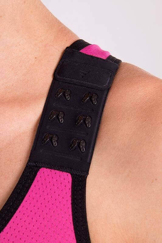 Compression sports bra zipper front pink