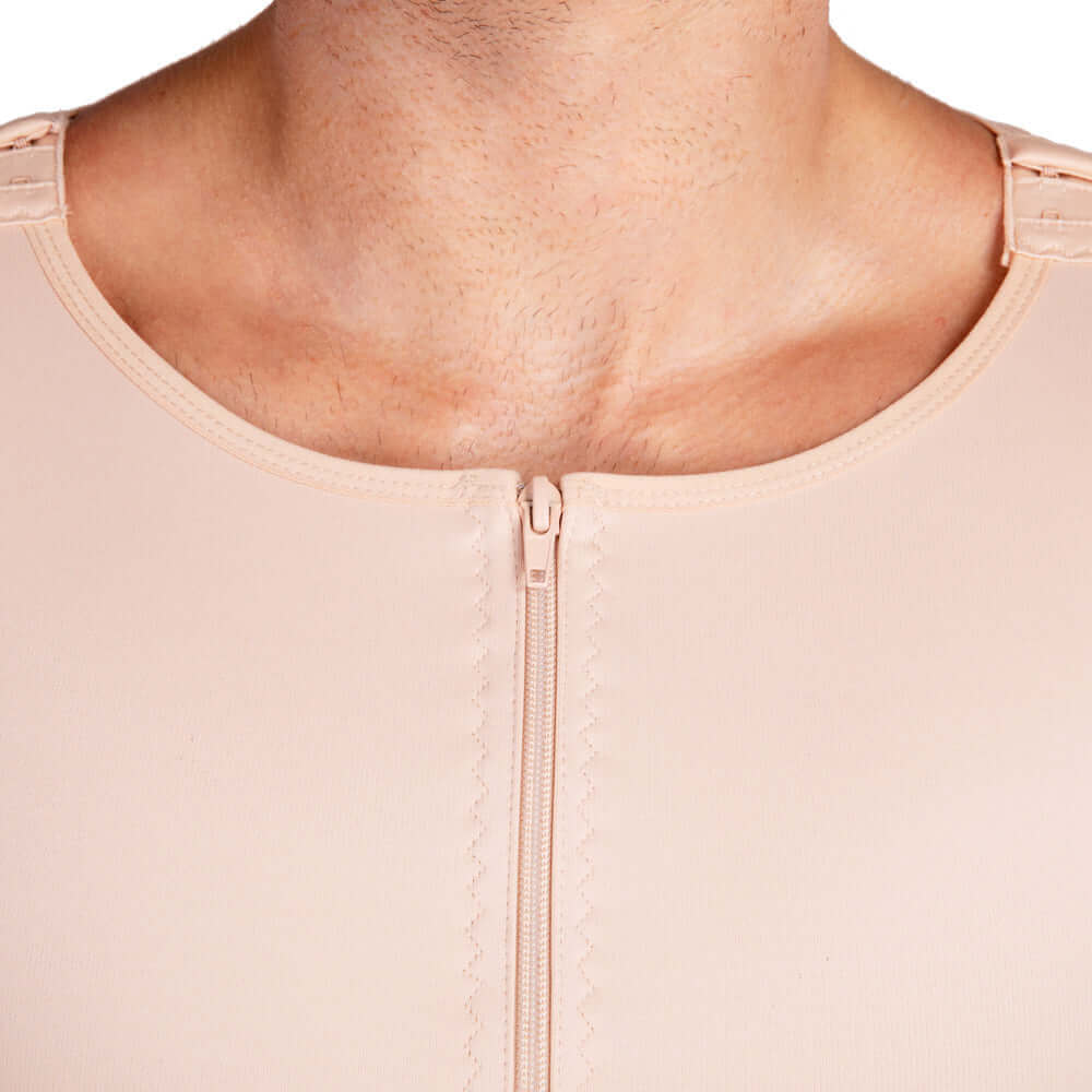 Male compression vest beige zipper front