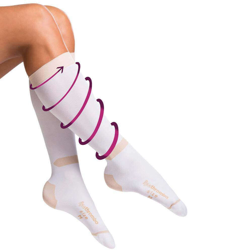 Anti-embolism stockings with graduated compression white