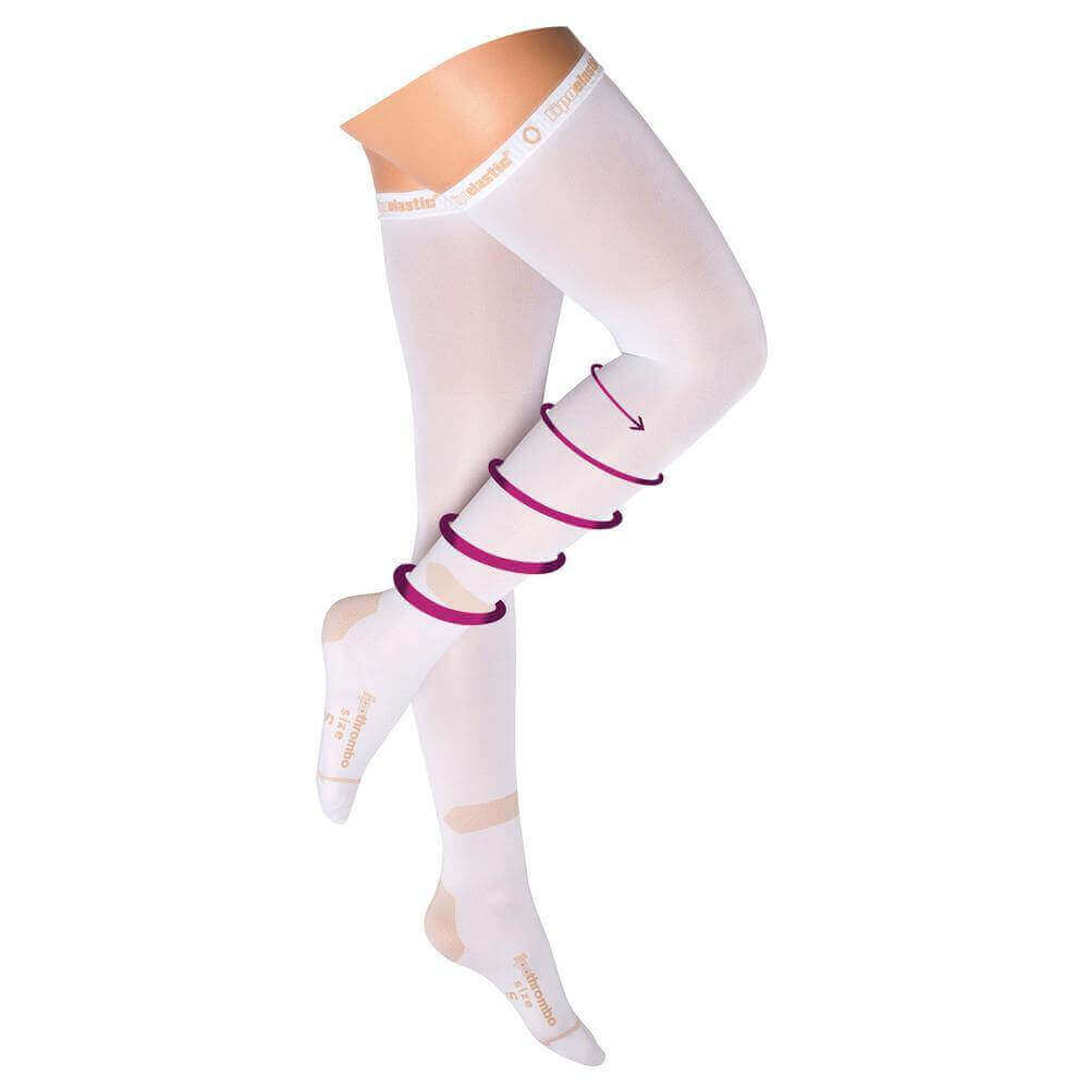 Anti-embolism stockings with graduated compression white