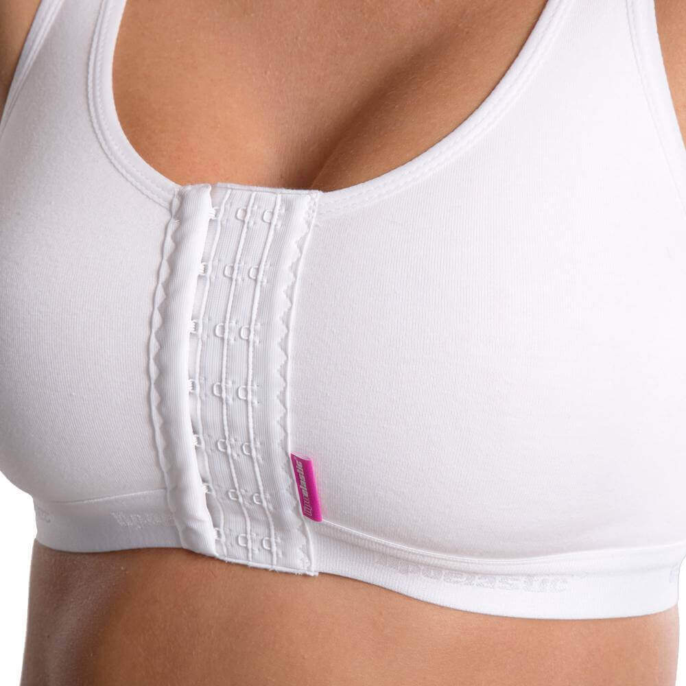Post-operative compression bra white front closure
