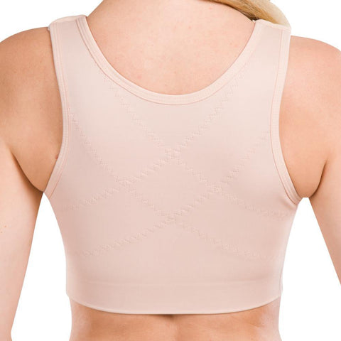 High back compression bra plus size beige