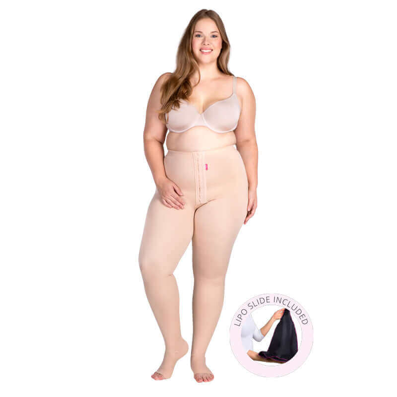 Graduated compression leggings beige