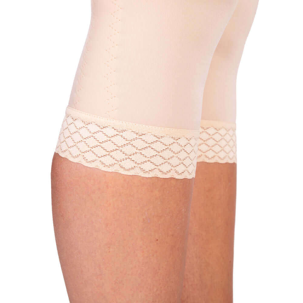 High back compression garment below knee beige