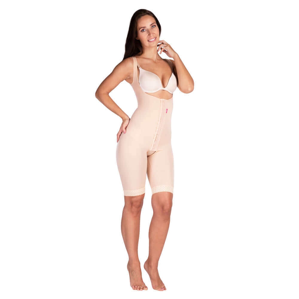 High back post surgery compression garment beige