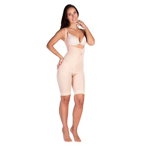 High back post surgery compression garment beige