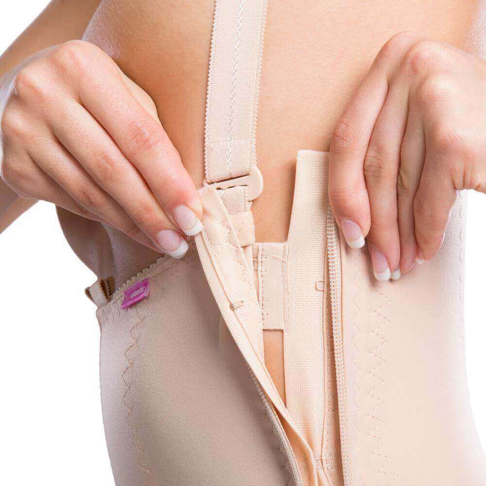 Tummy tuck compression garments beige zipper closure