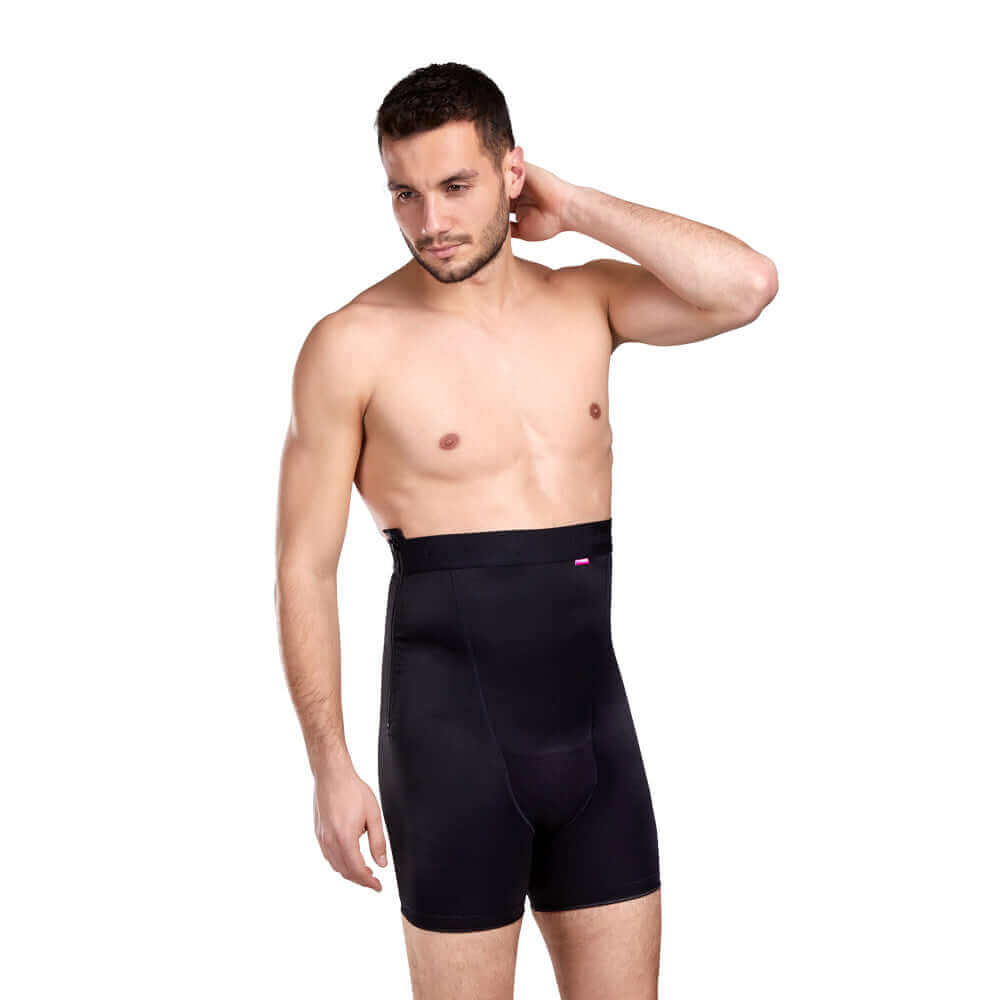 Male post-operative compressions shorts black