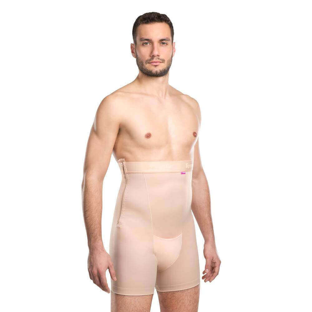 Male post-operative compressions shorts beige