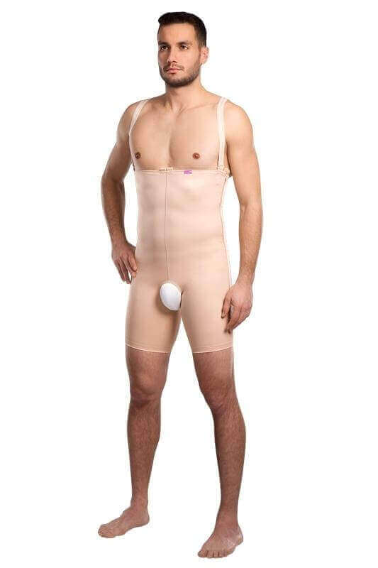 men's post-surgical compressions shorts beige